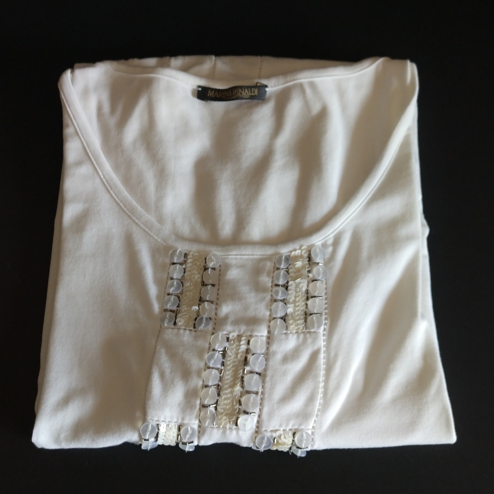 MARINA RINALDI Size M Bust 42" Embroidered T-shirt